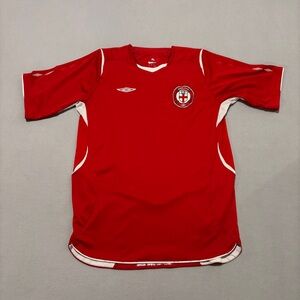 Umbro Soccer Jersey Red England Active Outdoor‎ Casual Short Sleeves Size XL